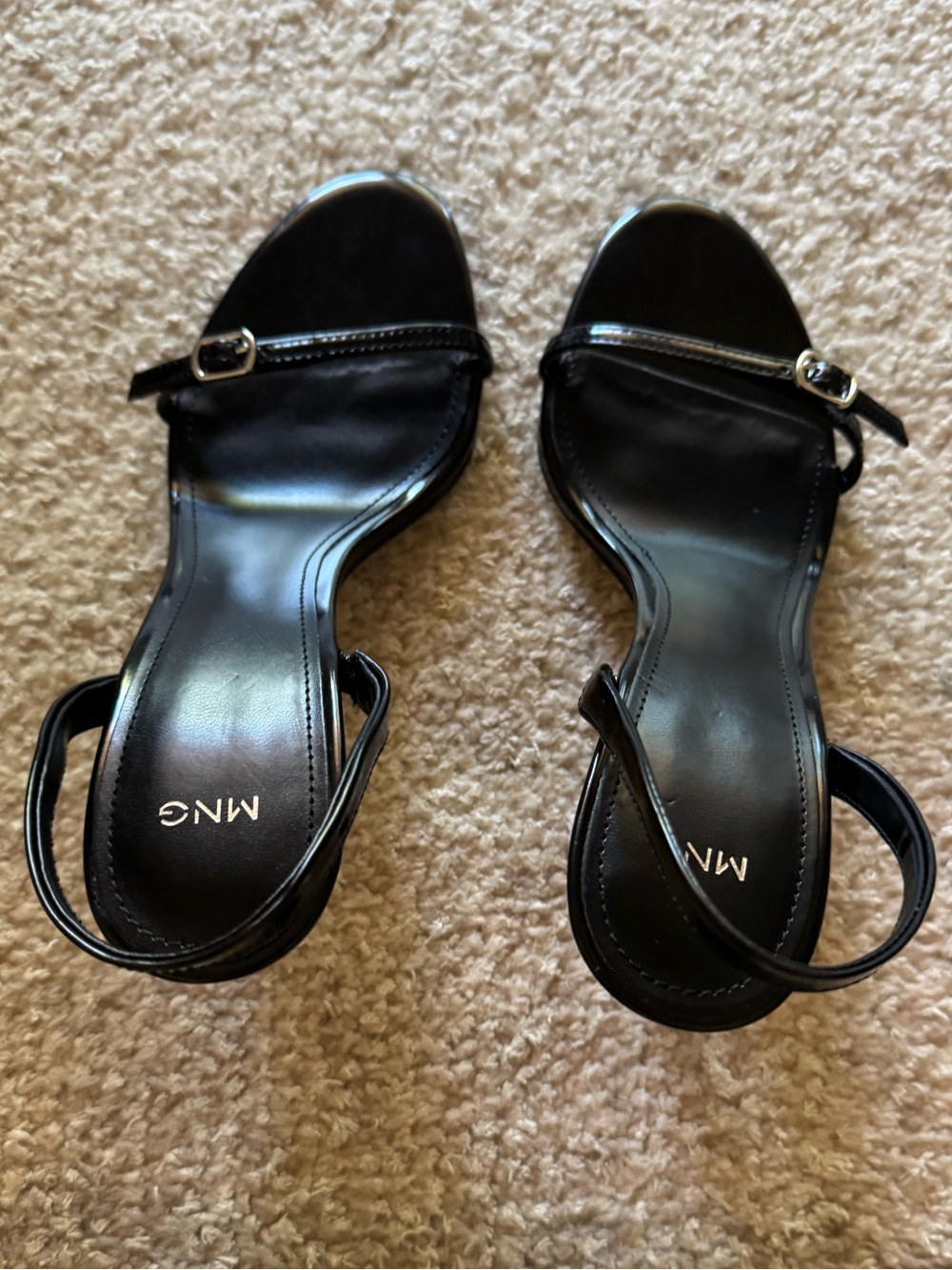 NEW Mango Buckled Stiletto Heel Sandals in Black Patent - Picture 8 of 10